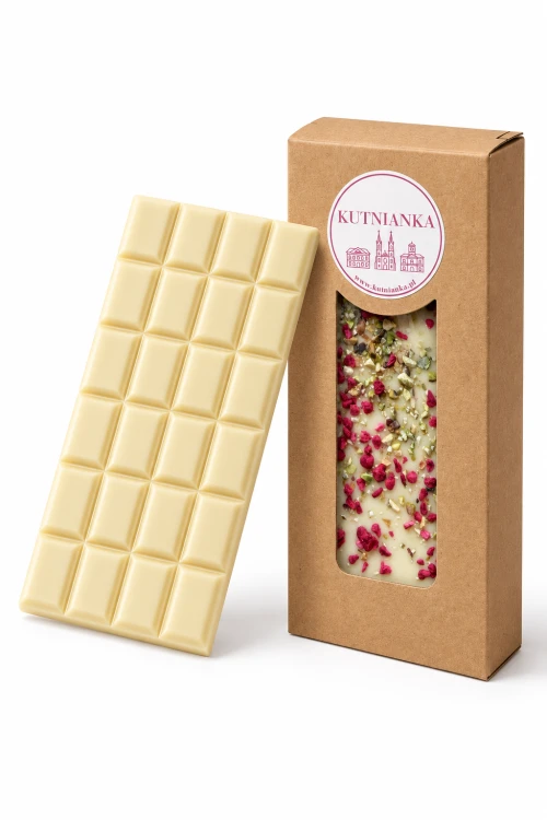 Czekolada biała z pistacjami i malinami liofilizowanymi Kutnianka 100g